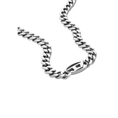 Kette mit Anhänger DIESEL "Schmuck Edelstahl Halsschmuck Panzerkette STEEL", silber (edelstahlfarben), Halsketten, Damen, Edelstahl, L: 50 B: 12mm, B:12mm