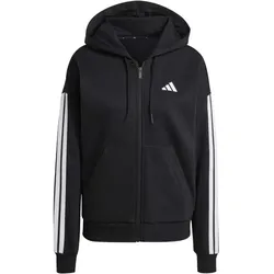 adidas Essentials 3-Stripes Fleece Kapuzenjacke Damen - black/whi