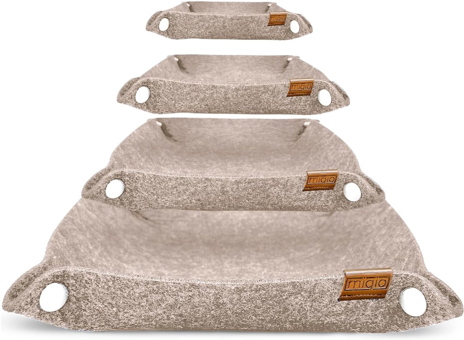 Set van 4 opvouwbare opbergbakjes van vilt in beige