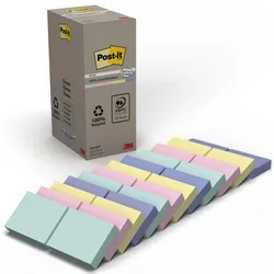 Post-it® Haftnotizen Recycling Notes, farbsortiert, 100 Blatt