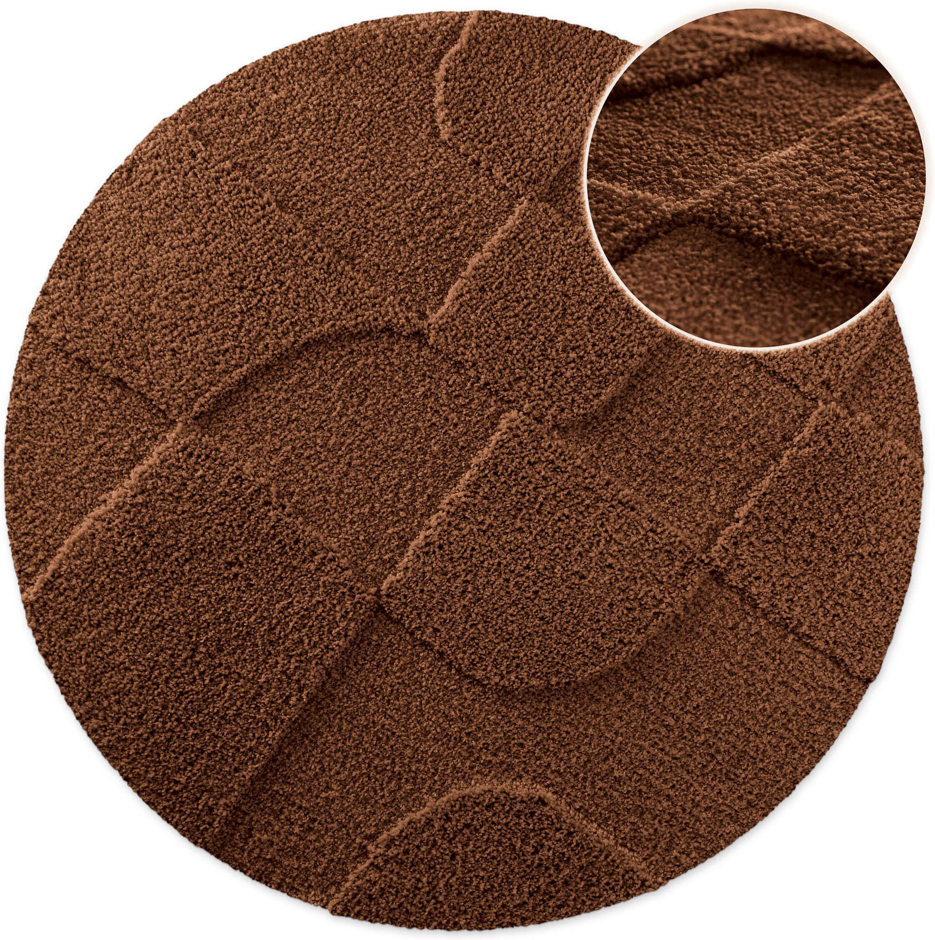 Badematte WECON HOME "Davie", braun (nuss braun), H:25mm, Polyester, Badematten, Badematte, Badteppich, Hoch-Tief-Effekt, weich, rutschhemmend, waschbar, getuftet nuss braun rund ( Ø 80cm)