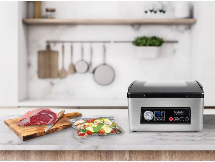 Caso Vakuumierer VacuChef 70, Rollenbreite 30 cm, 350W, Doppelte Schweißnaht, Kammervolumen: 8 l, Vakuumpumpe – 70 L / min.