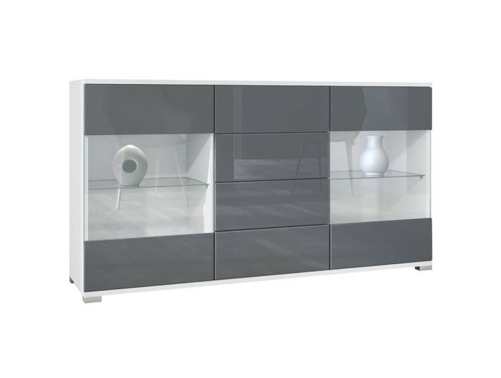 SIDEBOARD Bari Grau Hochglanz