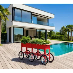 Herstera Garden Metall Hochbeet Wheels | Rot | 186x50x80 cm - Rot