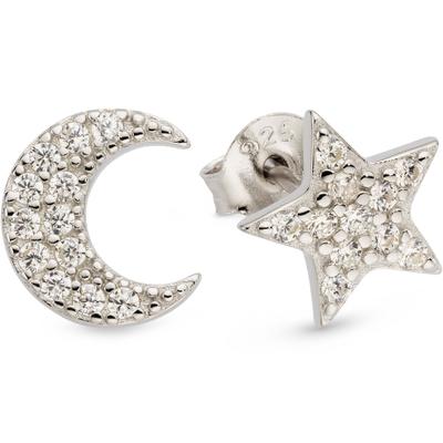 Paar Ohrstecker BRUNO BANANI "Ohrringe Stern-Design und Mond-Optik, Silber mit Zirkonia weiß", silber (silberfarben, kristallweiß, kristallweiß), Ohrringe, Damen, Silber 925 (Sterlingsilber), mit Zirkonia (synth.)