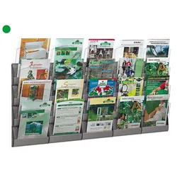 PAPERFLOW Integral Wandprospekthalter DIN A4 20-Fach  silber, transparent