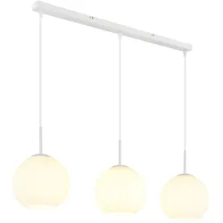 Pendelleuchte Hängeleuchte Wohnzimmerlampe Höhenverstellbar Weiß Metall L 90 cm