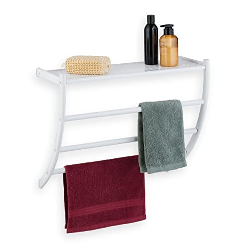 Relaxdays Handdoekrek voor aan de muur, Wit, H x B x D: 44 x 56,5 x 23 cm