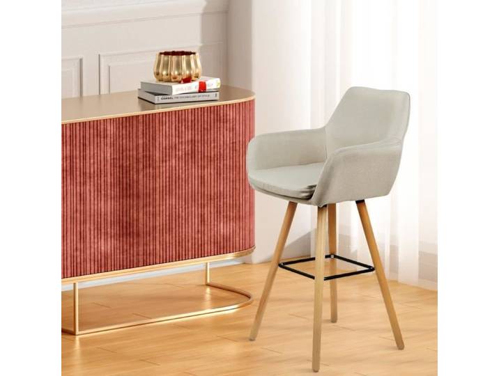 Chaise de bar haute avec accoudoirs - YIPEEMA - 2PCS - Pieds en bois massif - 55x45x104cm