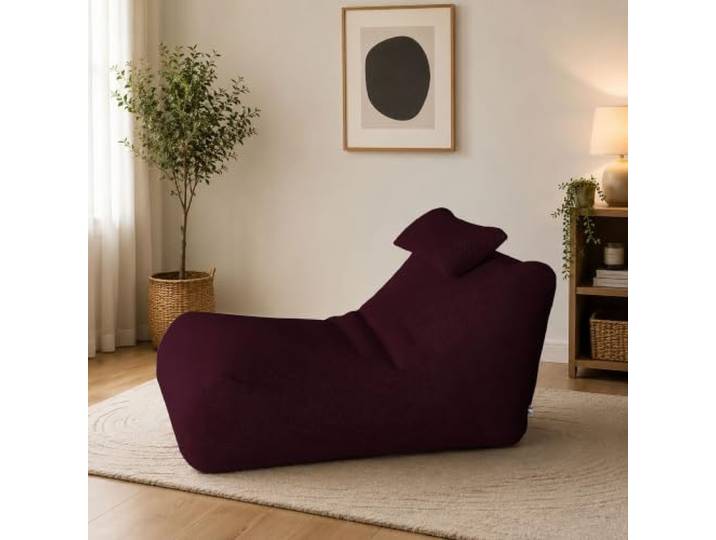 Talamo Italia - Pouf Abuli, Mehrzwecksessel, Sitzsack, Hockerhocker, Made in Italy, 70x120 h65 cm, Bordeaux