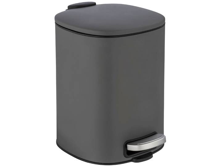 Kosmetikeimer WENKO Alassio , grau (grau, schwarz), B:24,5cm H:20,5cm T:27cm, Stahl, Mülleimer, Kosmetikeimer, 5 Liter, BxTxH: 24,5x27x20,5 cm