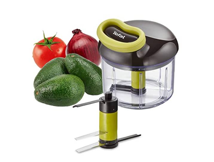 Tefal K13204 Ingenio 5-Sekunden-Zerkleinerer ohne Strom, Fassungsvermögen: 900ml, Multizerkleinerer, Universalzerkleinerer für Gemüse, Obst, Nüsse, Knoblauch, Babynahrung, Schwarz/Grün/Transparent
