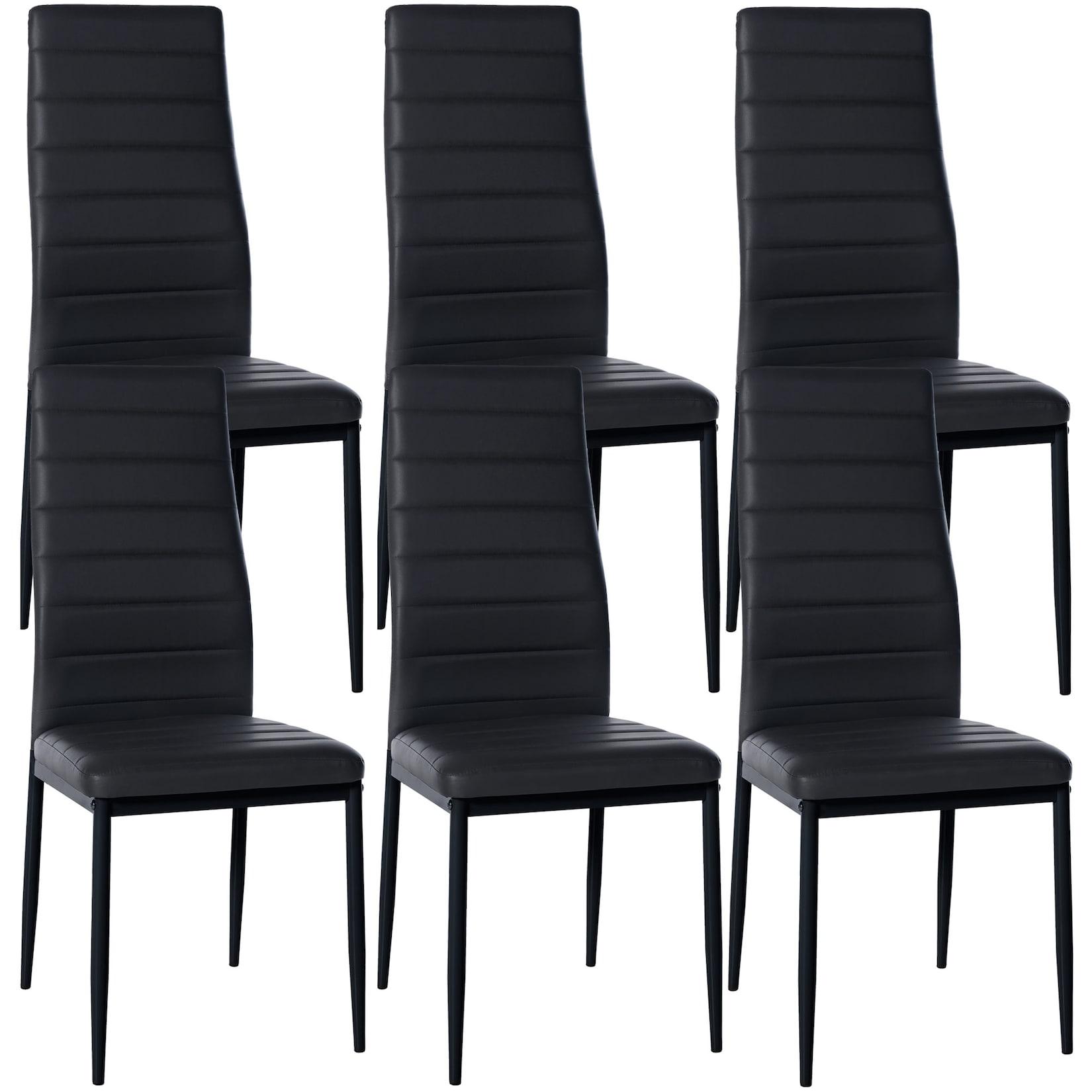 CLP 6er Set Esszimmerstühle Mayfair Kunstleder Farbe: schwarz, Material: Kunstleder