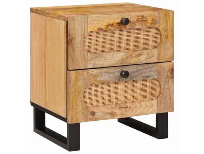 KTHLBRH Nachttisch aus Mangoholz, 40 x 33 x 46 cm, Natur, 2 Schubladen Robuste Konstruktion, kompaktes Design, einfache Wartung, für Schlafzimmer