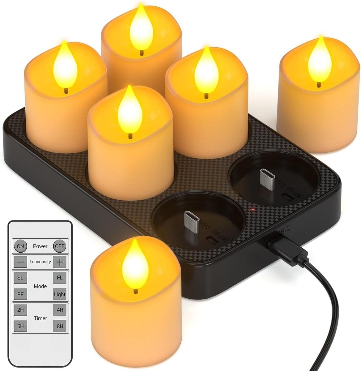 Oplaadbare LED waxinelichtjes sfeerlichtset op batterij