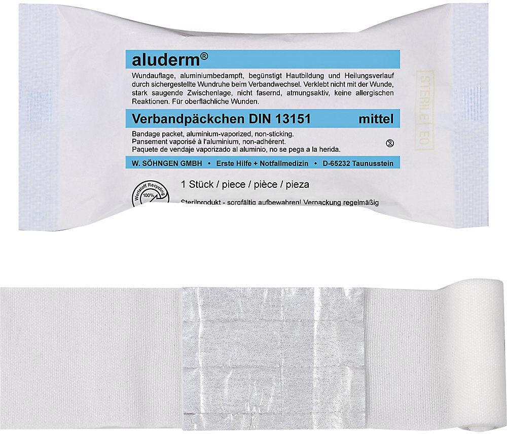 aluderm®-Verbandpäckchen, Inhalt nach DIN 13151, ab 20 Stk, Kompresse mittel SÖHNGEN