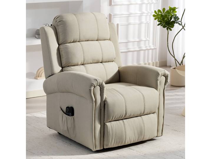 HOMCOM Fauteuil Relax Électrique Massage Chauffant Beige