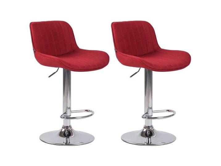 Lot de 2 tabourets de bar chaises hautes en tissu rouge coutures verticales support en metal chrome 10_0004286