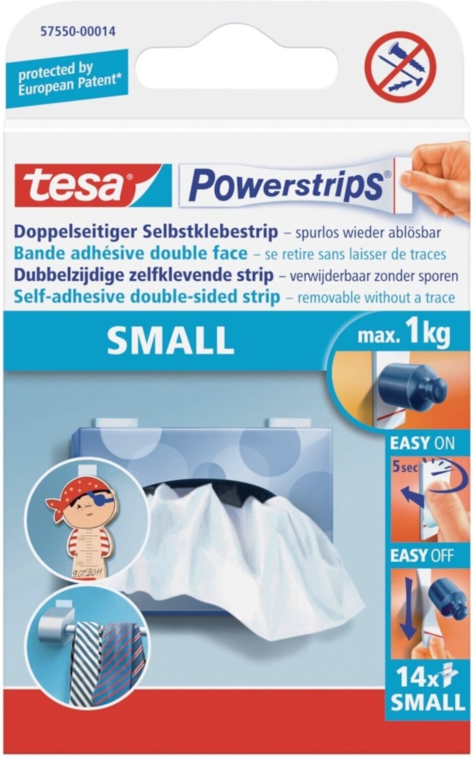 tesa Klebestücke Powerstrips small 57550-00014 14,5x33mm 14 St./Pack)
