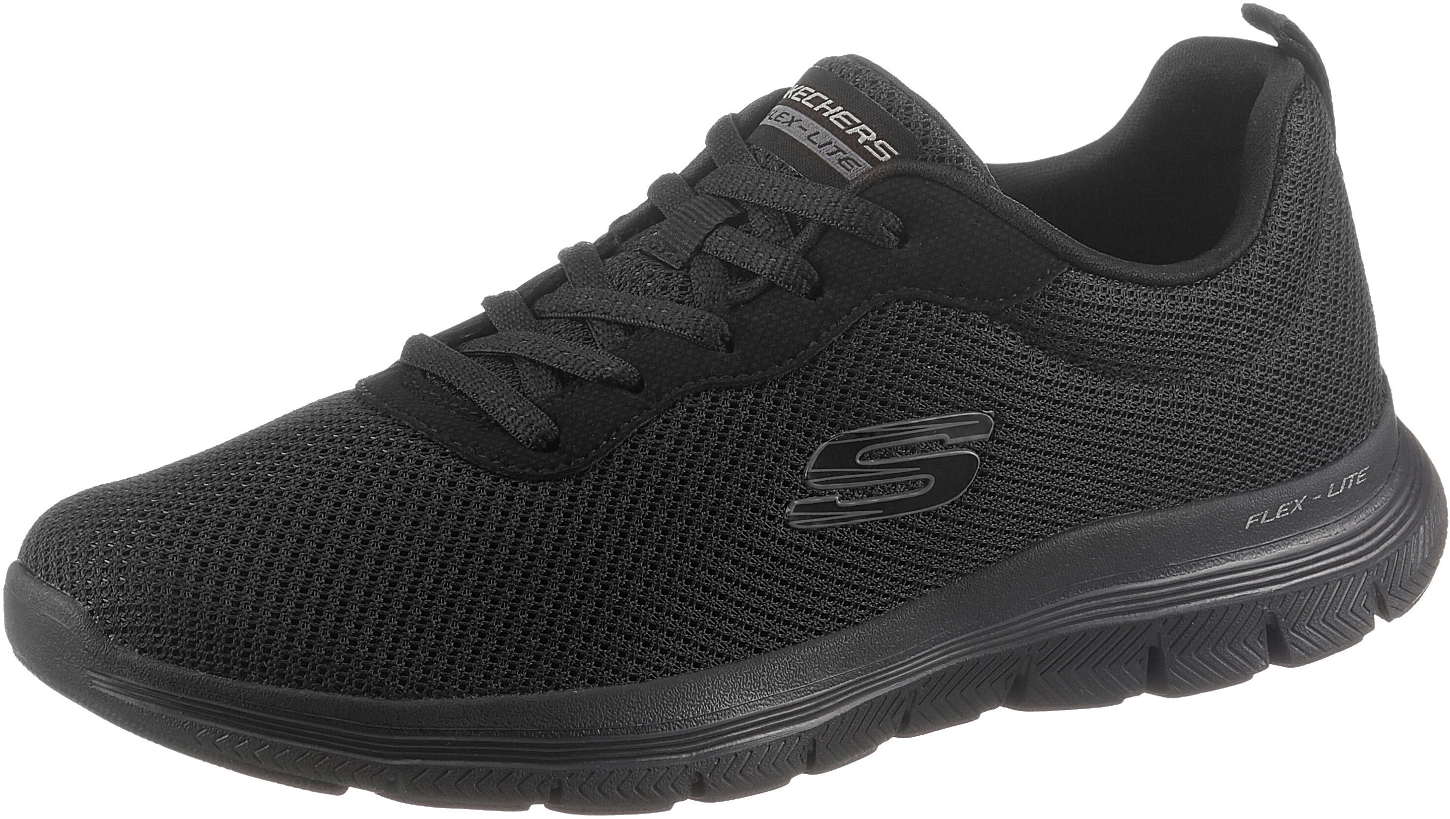 Sneaker SKECHERS "FLEX APPEAL 4.0 BRILLINAT VIEW", Damen, Gr. 38, Textil, schwarz, Lederimitat, Textil, Schuhe Sneaker, Freizeitschuh, Halbschuh, Schnürschuh mit Air Cooled Memory Foam, Topseller