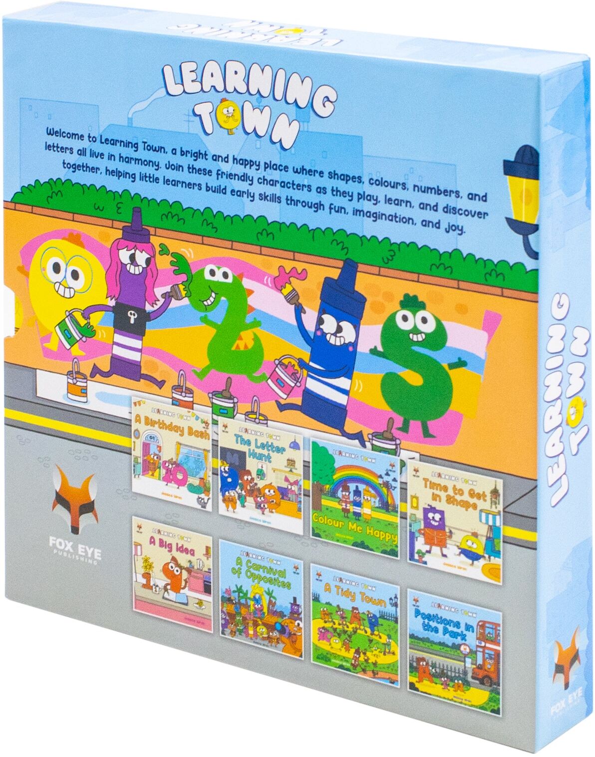 Fox Eye Learning Town 8 Books Collection Set: A Birthday Bash, The Letter Hunt, Colour Me Happy, Time to Get in Shape and More