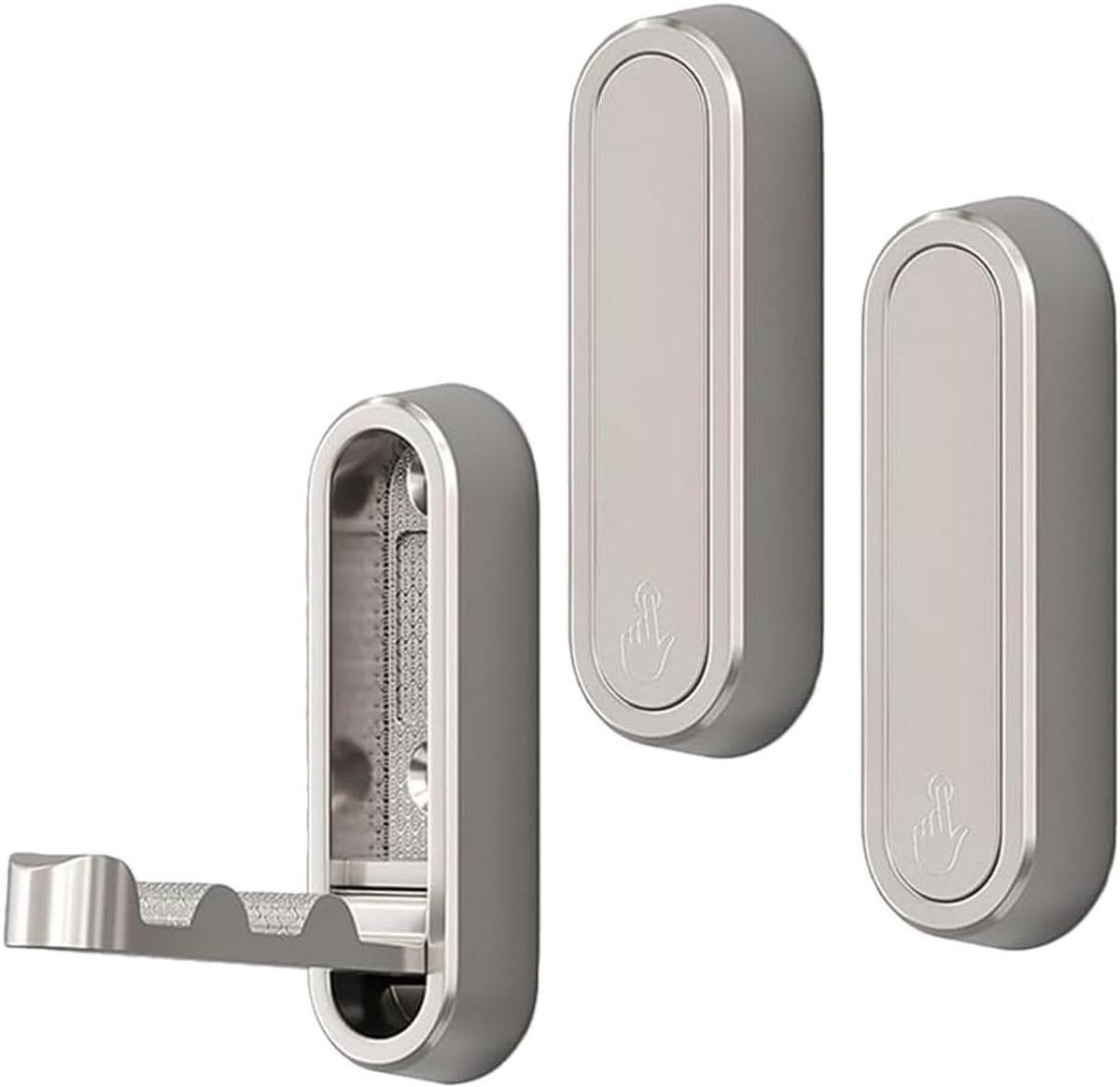 Set van 2 inklapbare wandhaken in zilverkleurige zinklegering