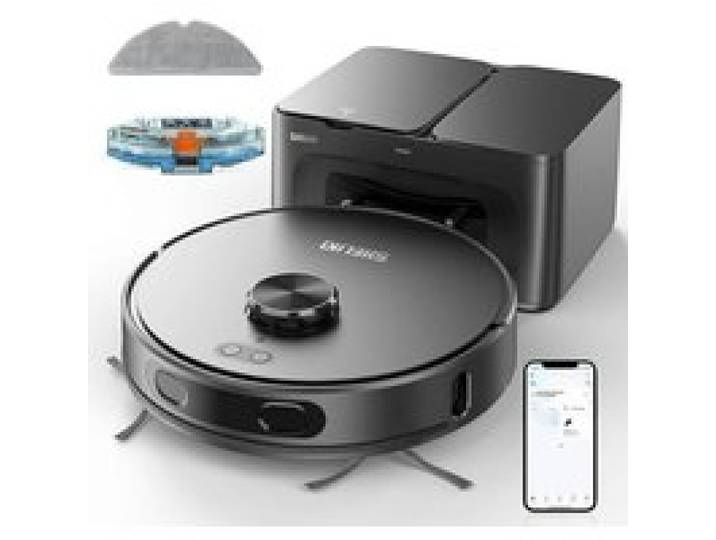 Robot aspirateur laveur silencieux Autonomie Prolongée 220Min Batterie 5200mAh Commande Vocale Intelligente