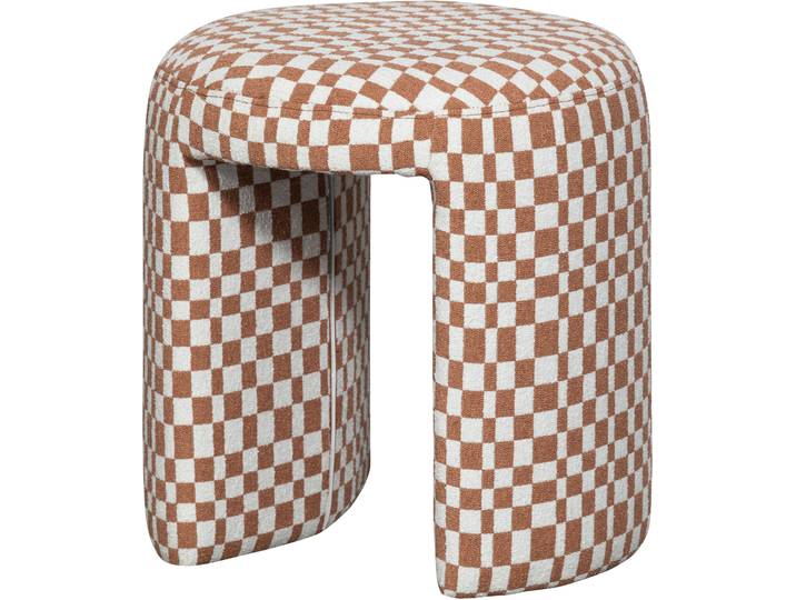 Sitzhocker WOOOD Charlie kompakte Form, vollständig gepolstertes B 45 x T 45 x H 47 cm , braun (orange), B:45cm H:47cm T:45cm, Hocker, Sitzhocker, Sehr hohe Verschleißfestigkeit, Tragkraft 100 kg, mittlere Sitzhöhe