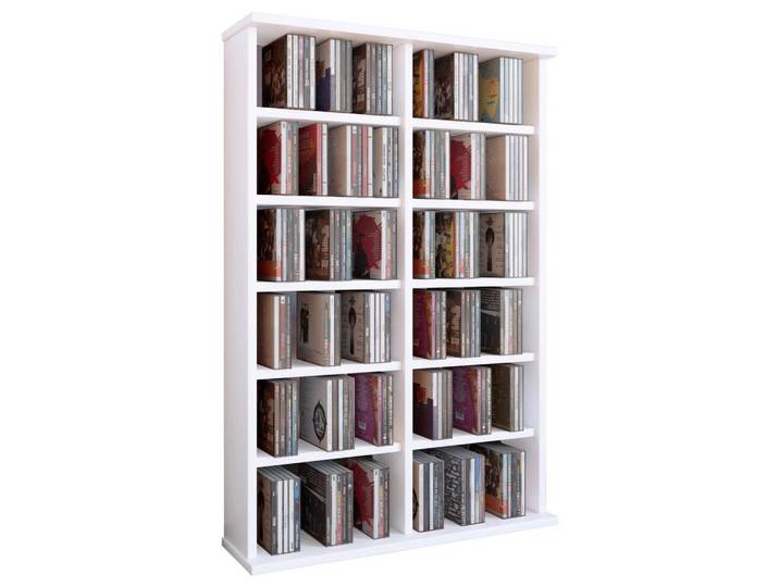 Livetastic Cd-Regal, Weiss, Holzwerkstoff, 10 Fächer, 60x92x18 cm, Wohnzimmer, TV Möbel, CD-Regale