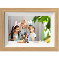 DigiFrame 10W WiFi buche+weißes Passepartout, digitaler Bilderrahmen
