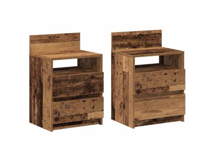 KDVXBCQJH 2er Set Nachttische Altholz-Optik 40x33x60cm mit 2 Schubladen Praktischer Beistelltisch im 2er Set fürs Schlafzimmer mit 2 Schubladen und offenem Fach für ordentlichen Stauraum.