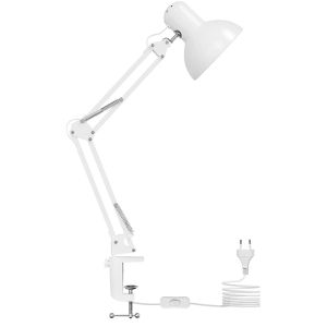 Lepro Schreibtischlampe Retro, mit E27-Fassung, mit Tischklemme, weiß