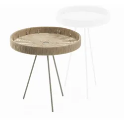 TAHITI leichter Beistelltisch - mit stilvoller Jutebespannung Outdoor Ø 45cm