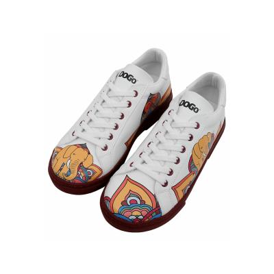 Sneaker DOGO "Ace Low-Top Sneaker India Damen Sneaker", Damen, Gr. 36, Normalschaft, bunt (weiß), Lederimitat, Schuhe Skaterschuh Sneaker low, Handgefertigt