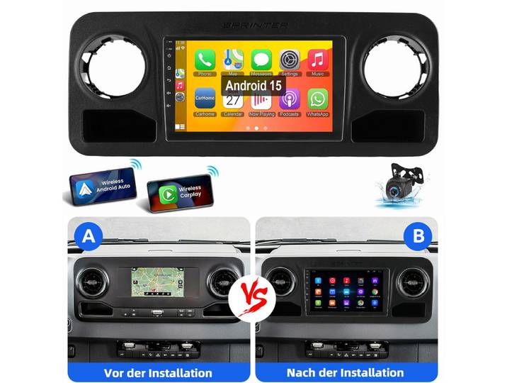 ESSGOO 10,1 Für Mercedes Benz Sprinter W907 2018-2023 GPS WIFI BT EQ Autoradio (RDS, Digitalradio (DAB), FM, Carplay Android Auto GPS Navi WIFI BT EQ)