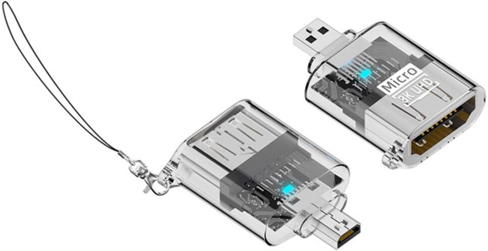 INF D-Typ-Stecker zu HDTV-Buchse Adapter (2er-Pack) — 8K@60Hz MAX, HDR12bit, HDMI2.1, PC-Material Transparent