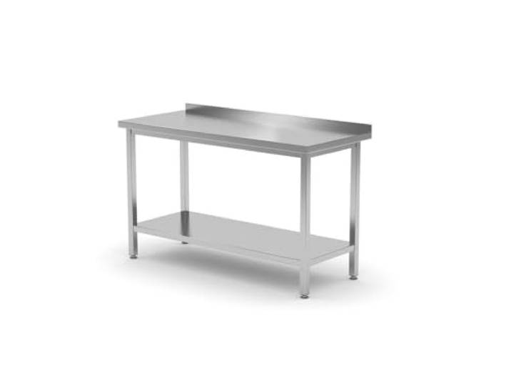 HENDI Arbeitstisch, Arbeidsplatte, mit Aufkantung, 200mm hoher (nicht verstellbarer) Edelstahl-Einlegeboden, für Restaurant, Bar, Küche, 1600x700x(H)850mm, Edelstahl