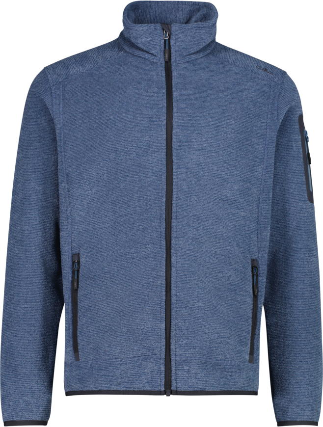 Strickfleecejacke CMP "MAN JACKET", Herren, Gr. 60, blau (avio, antraci), Obermaterial: 85% Polyester, 15% Viskose, Jacken Strickfleecejacke avio, antraci 60