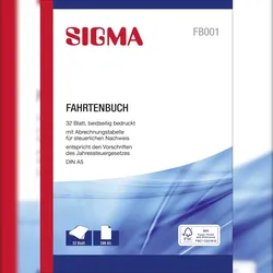 SIGMA FB001 Fahrtenbuch, 32 Blatt, A5, 4 Stück