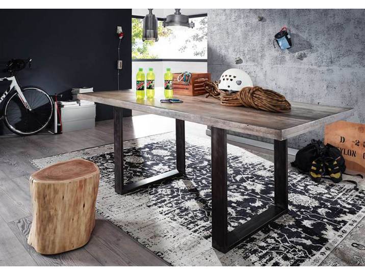Esstisch Mango 190x90x76 grau lackiert HEAVY INDUSTRY #101