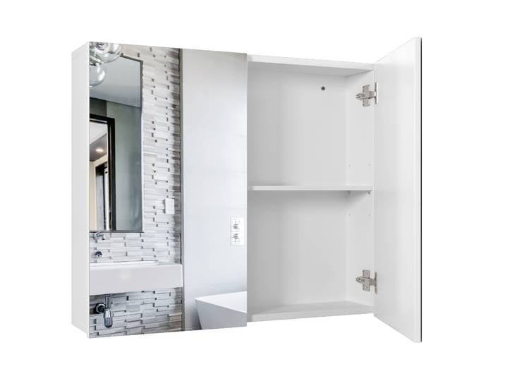 Getone Armoire Murale, Armoire Miroir Salle de Bain, Armoire de Toilette 2 Portes, Meuble Rangement Blanc