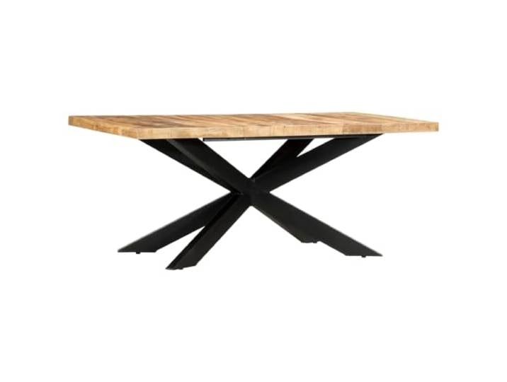 TUERYAFEK Esstisch 180x90x76 cm Aus Mango-Massivholz mit Stahlrahmen Industrielles Design, stabiler Stahlrahmen, rustikaler Look, einzigartige Holzmaserung, einfache Montage