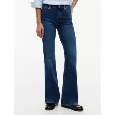 Bootcut-Jeans TOMMY HILFIGER "LUNA MID RISE FLARE ESSENTIAL", Damen, Gr. 31, Länge 30, schwarz quartz, Denim/Jeans, Obermaterial: 82% Baumwolle, 16% Polyester, 2% Elasthan, unifarben, lang, Jeans, Baumwollmischung, in ausgestellter Form, mid waist