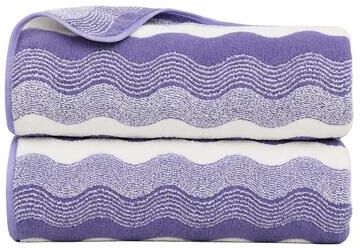 JML Soft Fleece Bath Towel Set of 2 with Wavy Stripe Design
