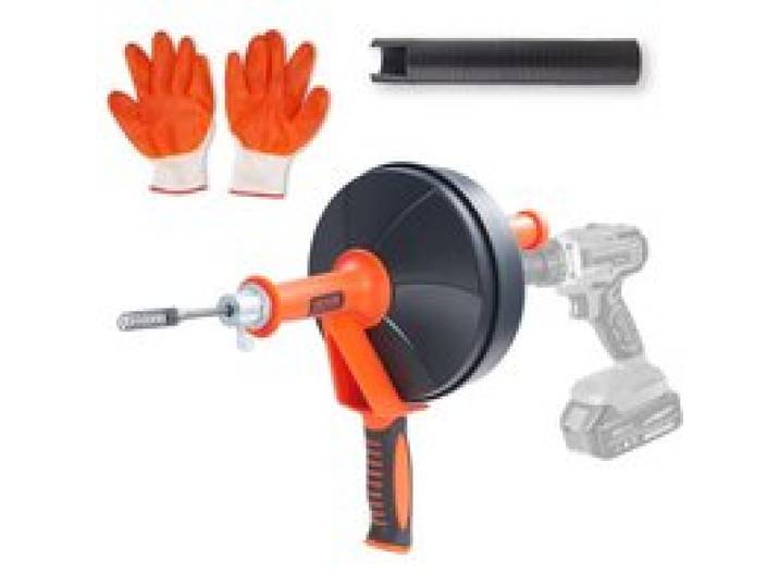 VEVOR Furet Déboucheur de Canalisation 762 cm Furet de Plomberie avec Tige pour Perceuse Déboucheur Drain avec Tuyau de Protection et Gants pour Déboucher Tuyaux Toilettes Évier Cuisine Salle de Bain
