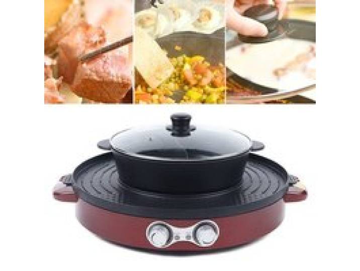 Barbecue et fondue 2en1 2200W fondue électrique avec grille et racloir barbecue multifonction fondue et barbecue pour la maison