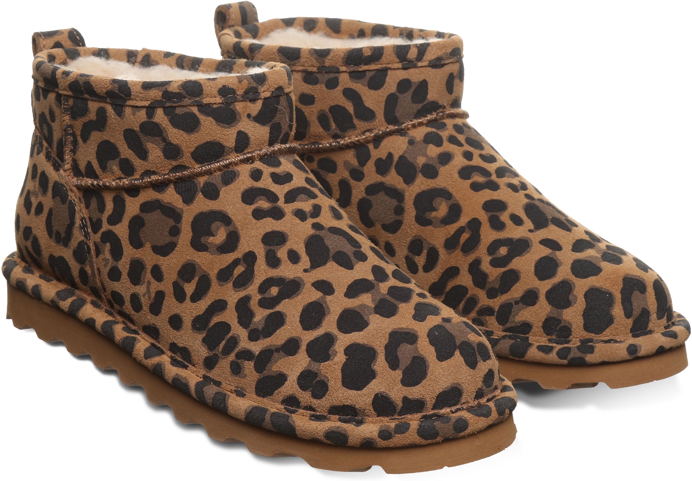 Winterboots BEARPAW "Shorty Exotic", Damen, Gr. 37, Lammwolle, braun (braun, schwarz), Veloursleder, Schuhe Winterboots, Schlupfboots mit wasserabweisender Neverwet Imprägnierung braun, schwarz 37, Lammwolle