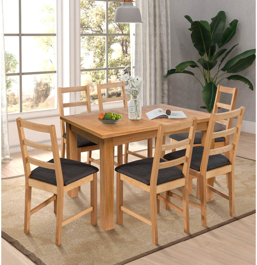 Marlow Home Co. Sorrento 6 - Person Extendable Solid Oak Dining Set Brown 6