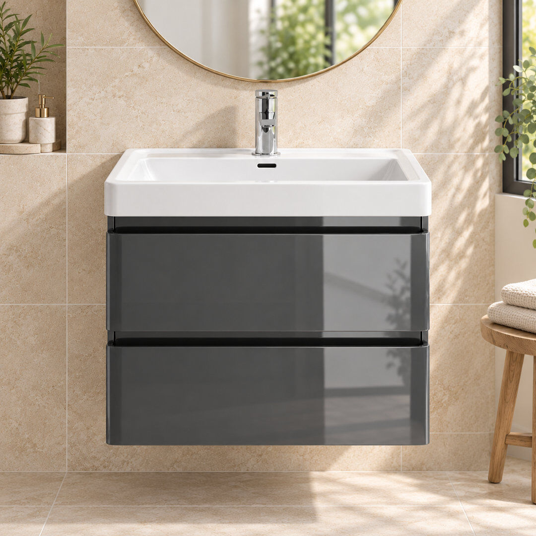 White Stone Bridge 600 mm Single Vanity Gloss White 600mm W