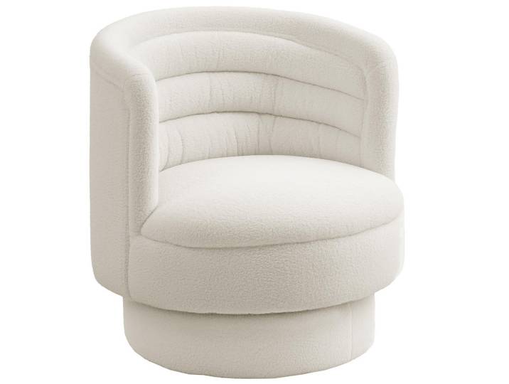 Homcom Drehbarer Polstersessel, Lounge-Sessel mit Kautschukholzrahmen, Cremeweiß, Kunststoff, 74x74x74 cm, Wohnzimmer, Sessel